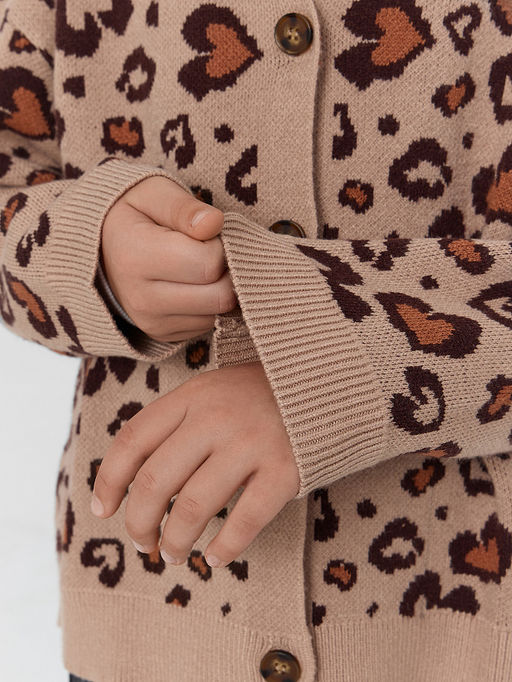 Кардиган для девочек с леопардовым принтом