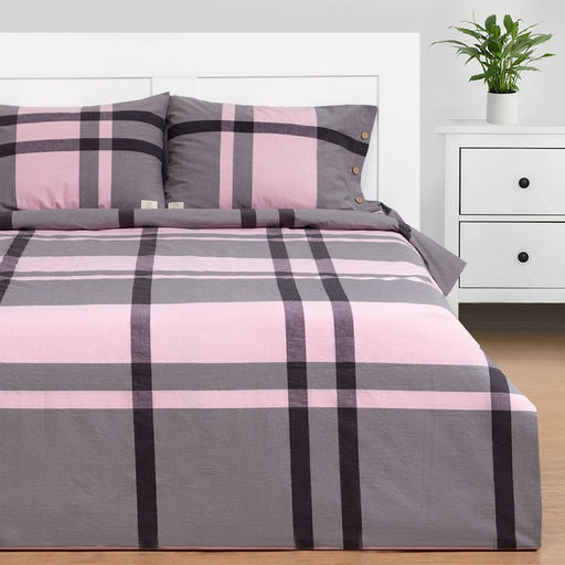 Постельное бельё Этель 1.5 сп Grey grid 155х210 см,160х240 см, 50х70-2шт, 100% жатый хлопок, 140 гр/м2  фото 2