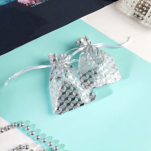 Цена за 100 шт. Мешочек подарочный Геометрия, 7 х 9, цвет белый с серебром - Simaland фото 3