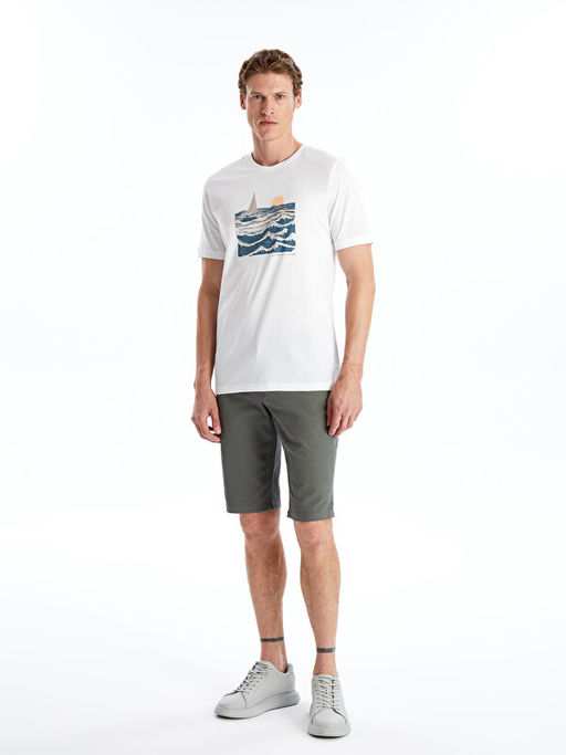 Slim Fit Gabardin Erkek Bermuda ?ort