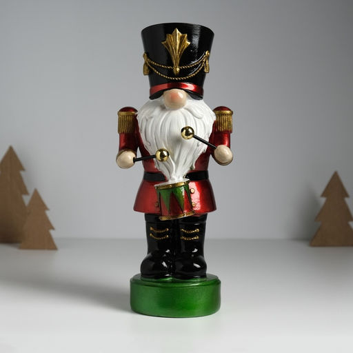 Фигурка полистоун Щелкунчик-гусар в красном мундире, с барабаном, 11?9.5?26.5 см