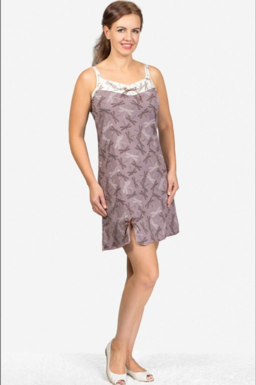 Сорочка на бретелях, двойного крашения, кофе с молоком (506-1) - Плиона фото 2