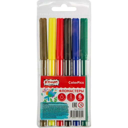 Фломастеры №1 School ColorPics набор 6 цв.,вентилир.,смыв., блист. упак - Комус фото 2