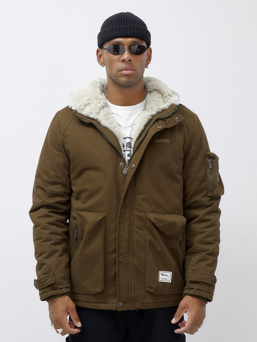 Куртка молодежная мужская зимняя с мехом темно-коричневого цвета 2611TK - Mtforce фото 2