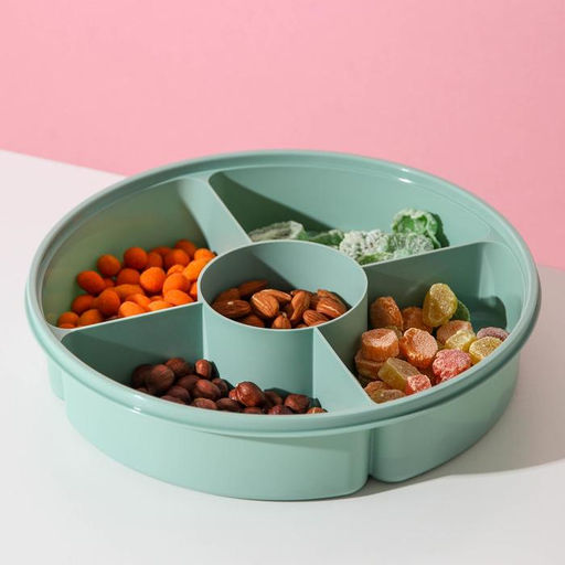 Менажница с крышкой IDEA, 5 секций, пластик, бирюзовый