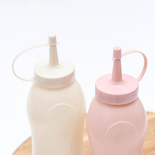 Бутылка для соуса, набор 2 шт., 350 мл, пластик, 11.5×5.5×19.5 см, розовый, жёлтый