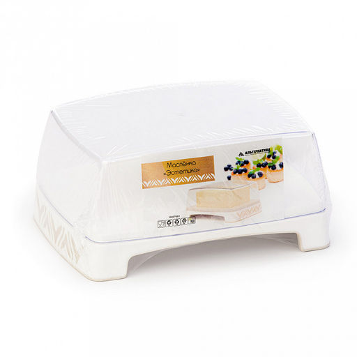 Масленка пластмассовая Эстетика 14,5х10,5х7см, прозрачная крышка, бело-бежевый (Россия) - Домашняя мода фото 6