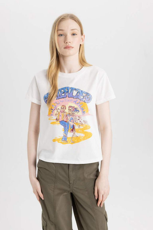 Футболка классического кроя с круглым вырезом и короткими рукавами Cool Rolling Stones - Defacto фото 3