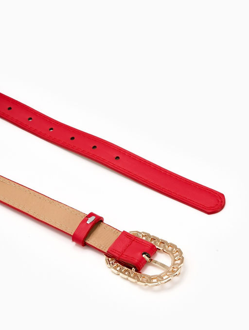 Ремень женский, 110×2.5 см, пряжка металл, золотистая, красный