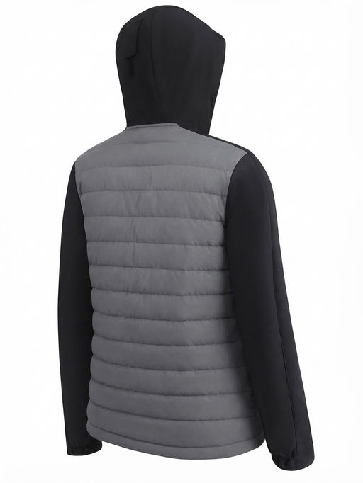 Куртка мужская гибридная стёганая с капюшоном с графеновой подкладкой серого цвета 9627_1Sr
