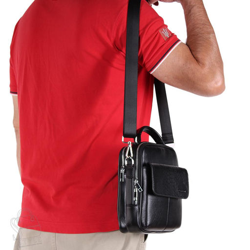 Сумка мужская кожаная 3082H black Heanbag  в Новосибирске