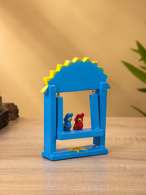 Сувенир Зайки на качелях, 11?5.4?14.4 см, дерево, синий