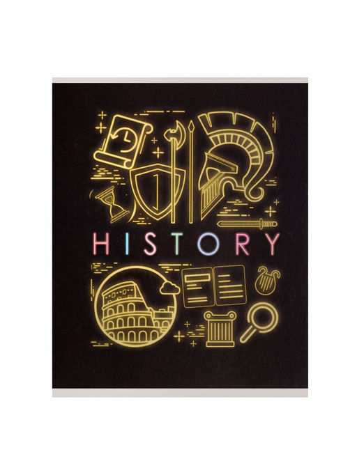 Цена за 10 шт. Предметная тетрадь по истории Calligrata «СуперНеон», 48 листов, в клетку, со справочным материалом, обложка из мелованного картона, блок офсет