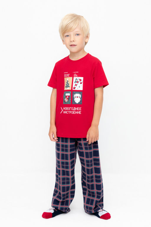 Crockid _ К 1599/кармин,шотландская клетка пижама дет  фото 5