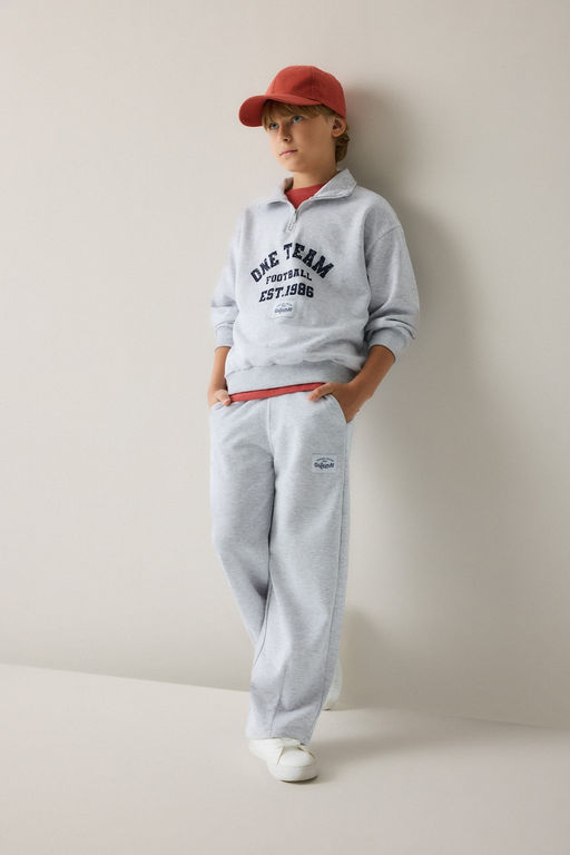 Regular F_t Dik Yaka Pamuklu Bask_l_ Sweatshirt Erkek _ocuk - Defacto фото 2