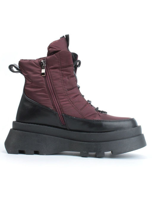 02-FAS16-4Z VINOUS/BLACK Дутики женские (искусственная кожа, плащевая ткань, шерсть) - Фабричный китай фото 9