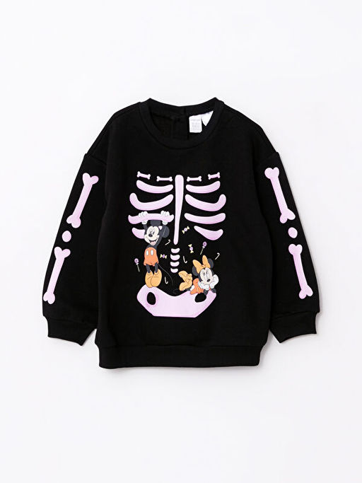 Bisiklet Yaka Uzun Kollu Minnie ve Mickey Bask?l? K?z Bebek Sweatshirt ve Pantolon 2li Tak?m - Waikiki фото 2