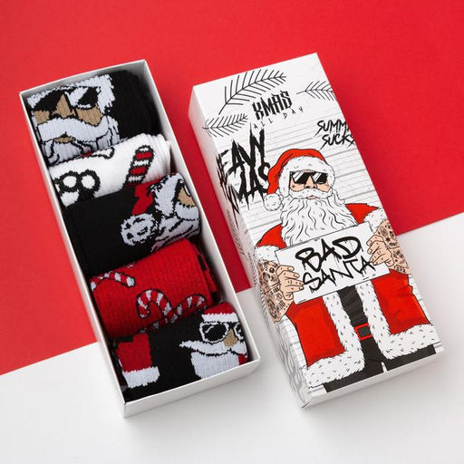 Носки мужские новогодние Плохой Санта, набор 5 пар, размер 41-44