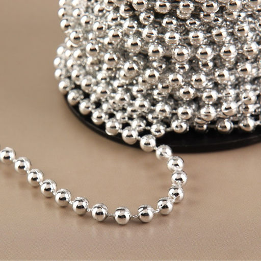 Бусы на нитях, 4 мм, 9±1 м, цвет серебряный