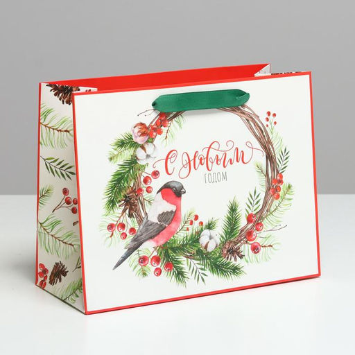 Цена за 2 шт. Пакет подарочный новогодний ламинированный «С Новым годом», MS 23×18×10 см