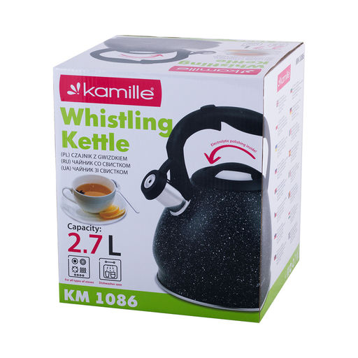 Чайник нерж. 2,7 л со свистком, с нейлоновой ручкой арт. (1086) 00-0001828