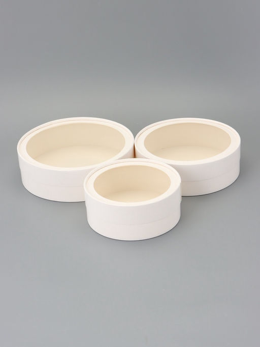 Набор подарочных коробок 3 в 1 круглые с окном, завальцованные, белые, 20×18×15 см