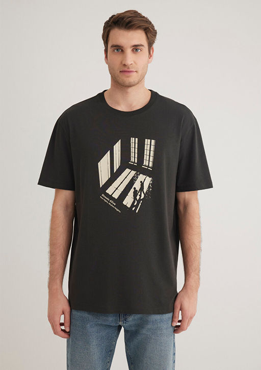 Bask?l? Antrasit Tisort - Mavi фото 3