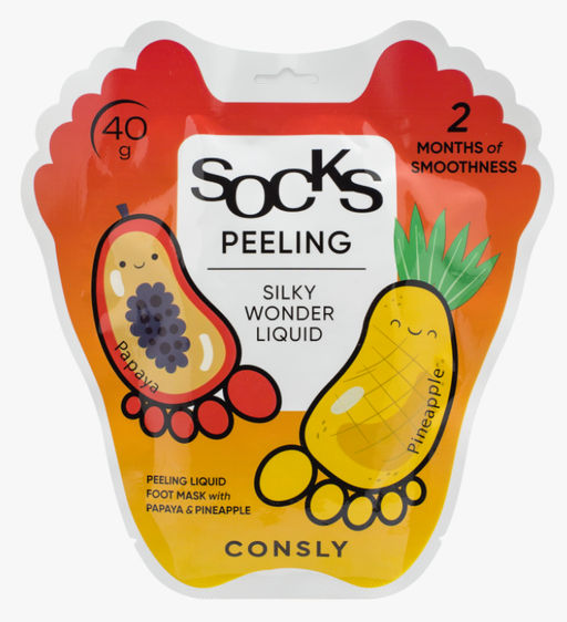 Consly Отшелушивающие пилинг-носочки для ног с экстрактами папайи и ананаса Silky Wonder Papaya and Pineapple Peeling Liquid Foot Mask (40 гр)