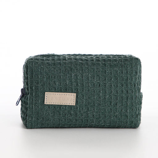 Косметичка дорожная на молнии TEXTURA, цвет зелёный  фото 5