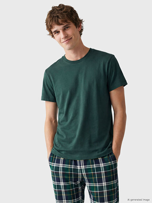 Bisiklet Yaka Erkek Pijama ?st