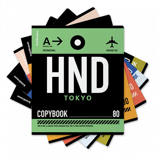 Цена за 5 шт. Тетрадь общая ученическая ErichKrause Багажные бирки, 80 листов, клетка_MIX-PACK