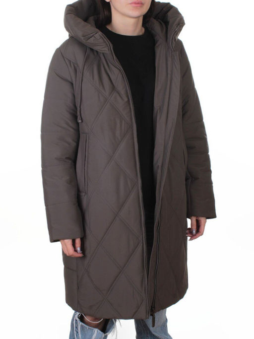 A612 GRAY/BROWN Куртка зимняя женская (верблюжья шерсть, 120 гр. холлофайбер)