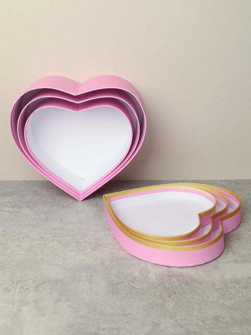 Коробка подарочная 3 штуки Сердце / 1155 /уп 24/16*18.3*7/18*20.3*8/20*22.3*9cm - ГалеонТрейд фото 4