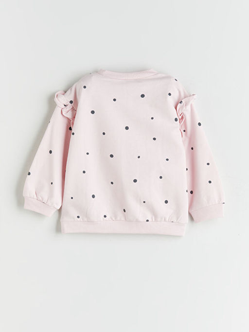 Bisiklet Yaka Minnie Mouse Bask?l? K?z Bebek Sweatshirt ve Tayt 2li