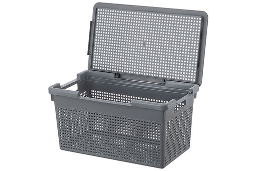 Корзина с крышкой 21 л 45,5*26,5*23,5 см Лофт узкая, серая (модель 562118) - Elan gallery фото 3