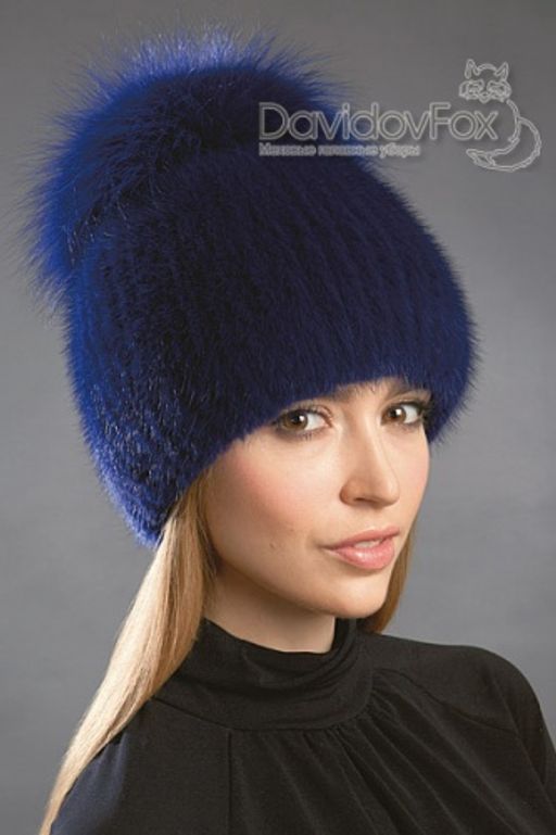 Шапка Лыжница норка индиго