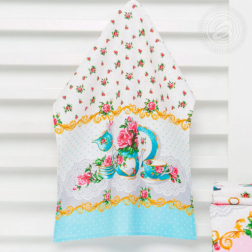 Полотенце кухонное рогожка 48х62см "Французский завтрак", 171г/м2, хлопок 100%, комплект 3шт, "Домашняя мода" (Россия)