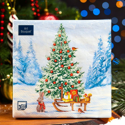 Цена за 2 шт. Салфетки новогодние бумажные Art Bouquet Лесная красавица, 3 слоя, 33?33 см, 20 шт.