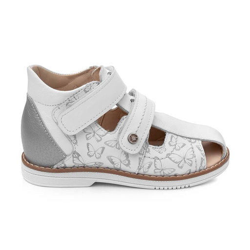 Сандалии детские 26033 кожа, ЛАНДЫШ серебристый/бабочки - Tapiboo фото 3