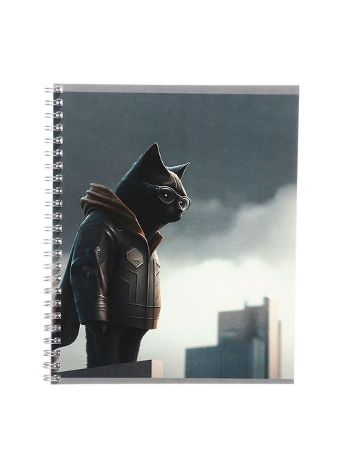 Цена за 4 шт. Тетрадь 48 листов в клетку на гребне, Calligrata «Чёрный Кот», МИКС