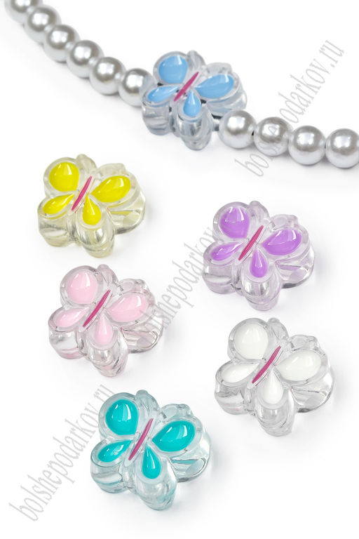 Бусины декоративные "Бабочка" 2*1,7 см (20 шт) SF-7769, ассорти