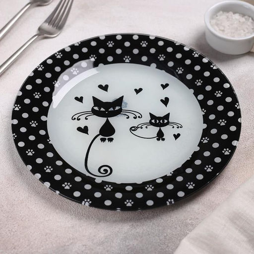 Тарелка стеклянная обеденная Доляна Котики, d=23 см  фото 2