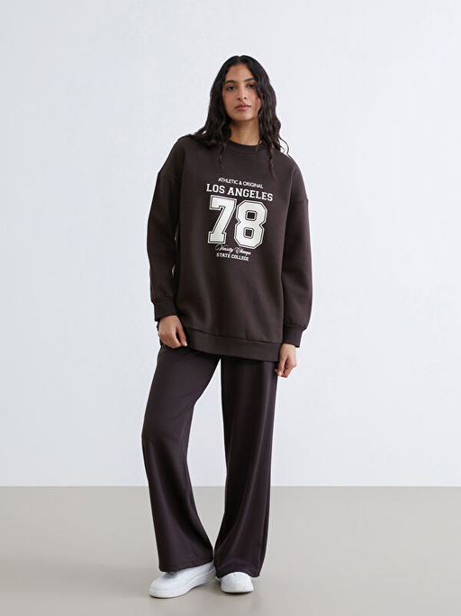 Los Angeles Bask?l? Kad?n Kal?n Sweatshirt Tunik