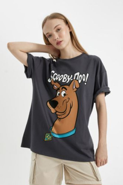 Coool Scooby Doo Oversize Genis Kal?p Bisiklet Yaka Bask?l? K?sa Kollu Tisort