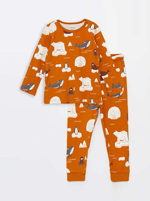 Bisiklet Yaka Uzun Kollu Desenli Erkek Bebek Pijama Tak?m?