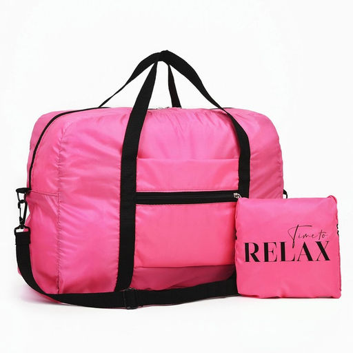 Сумка дорожная на молнии, складная в косметичку, цвет розовый - Nazamok фото 3