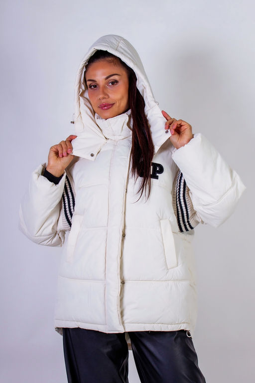 Стильная куртка с капюшоном Оверсайз Евро-зима, демисезон арт.2309