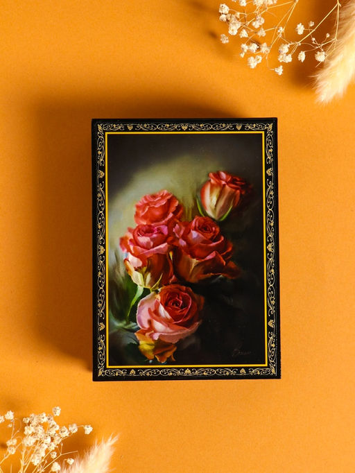 Шкатулка для украшений Розы, 10?14 см, лаковая миниатюра