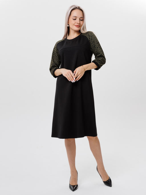 Платье женское П-182 (нейлон г/к/жаккард принт) Серая - Elenatex фото 5