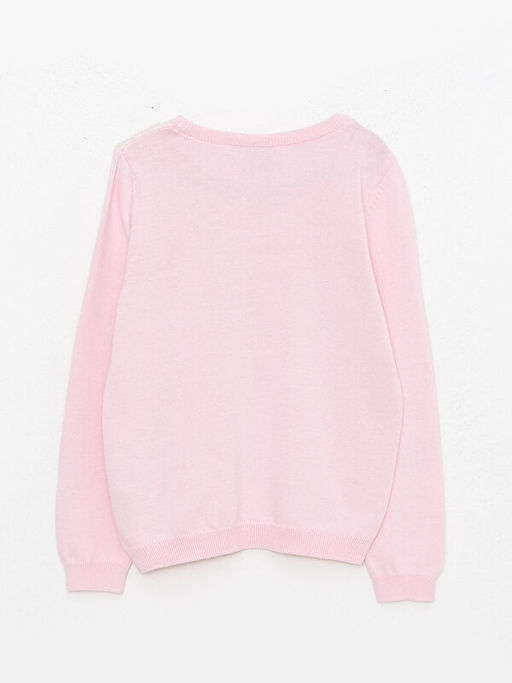 Bisiklet Yaka Desenli Uzun Kollu K?z ?ocuk Triko Kazak - Waikiki фото 2